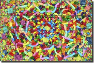 Fondo Candy Collage Ceramic Tile Mural 25.5" x 17" - POV-LF007