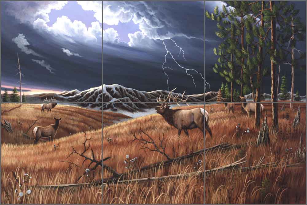 Challenge at Lightning Ridge by Lane Kendrick Ceramic Tile Mural - POV-LKA007