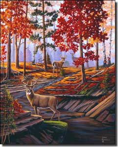 Kendrick Animal Deer Ceramic Accent Tile 8" x 10" - POV-LKA027AT