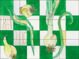 Green Onions by Melabee M. Miller Ceramic Tile Mural - POV-MM007
