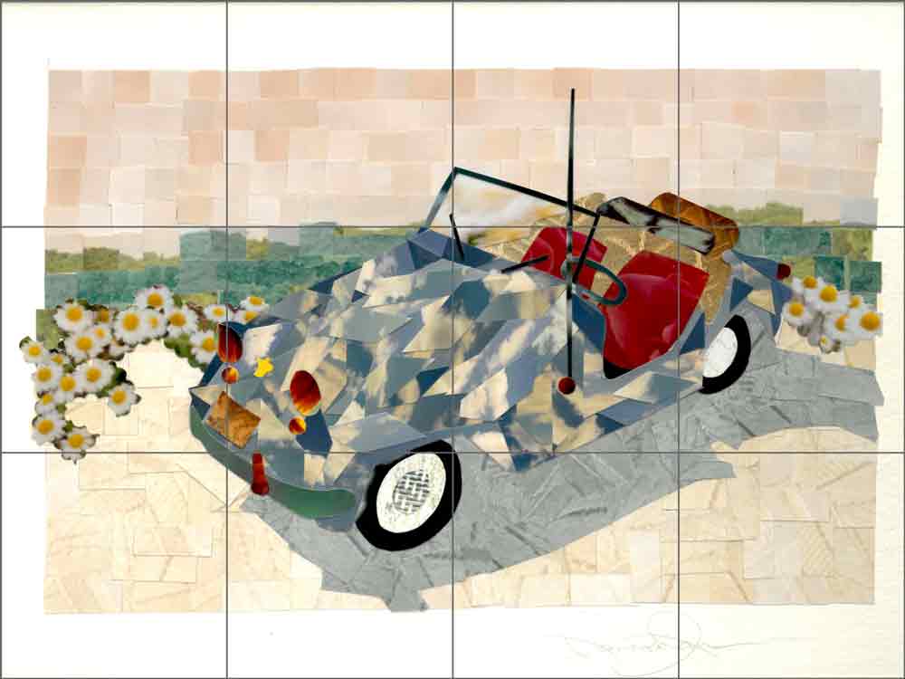 Fantasy Car 1 by Ramona Jan Ceramic Tile Mural POV-RJA013