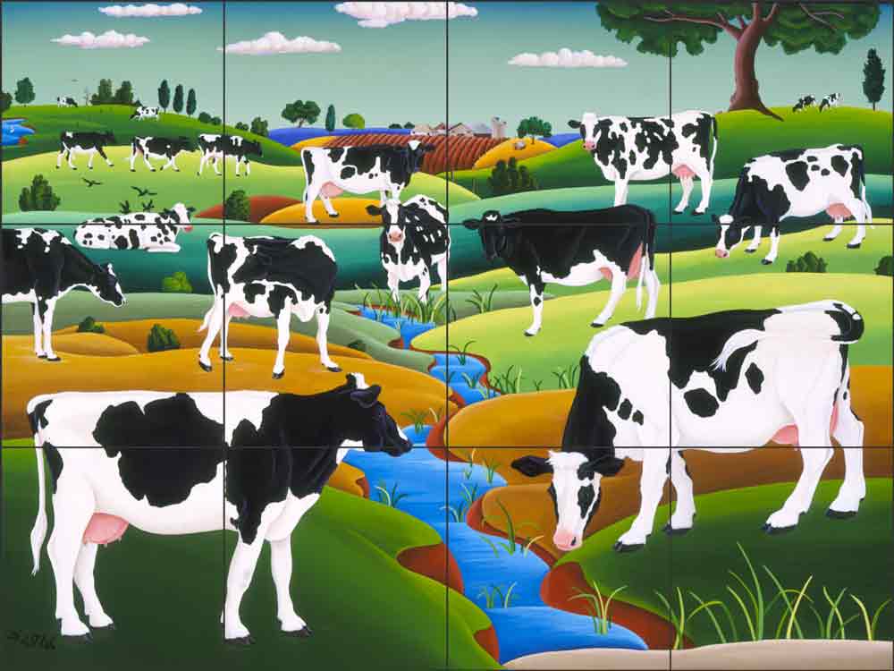 Cows Too by Raul del Rio Ceramic Tile Mural POV-RR002