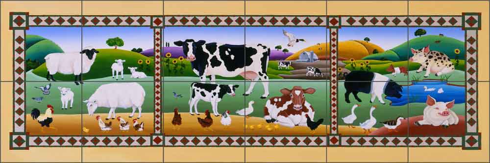 Country Folk by Raul del Rio Ceramic Tile Mural POV-RR014