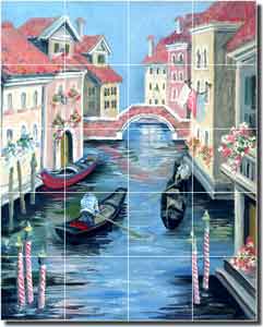 Whitney Venice Canal Ceramic Tile Mural 17" x 21.25" - POV-TWA019