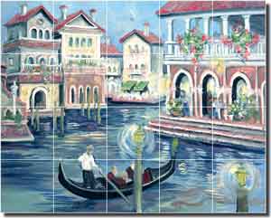 Whitney Venice Canal Ceramic Tile Mural 21.25" x 17" - POV-TWA023