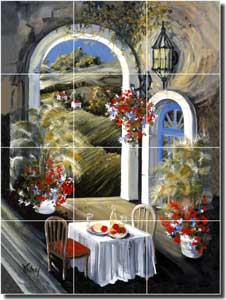The Terrace by Tisha Whitney Ceramic Tile Mural 12.75" x 17" - POV-TWA026