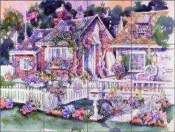 A Sailor's Cottage by Tisha Whitney Ceramic Tile Mural POV-TWA027