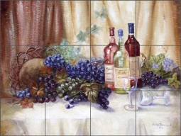 Wine Bottles II by Wanta Davenport Ceramic Tile Mural POV-WDA007