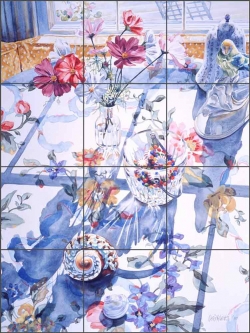 Shell with Candy Bowl by William C Wright Ceramic Tile Mural POV-WWA001