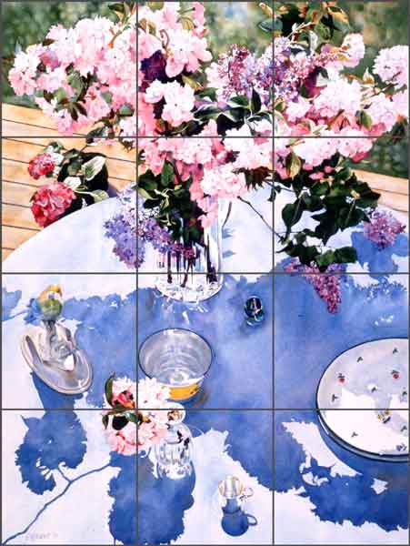 Under the Cherry and Lilac by William C Wright Ceramic Tile Mural - POV-WWA012
