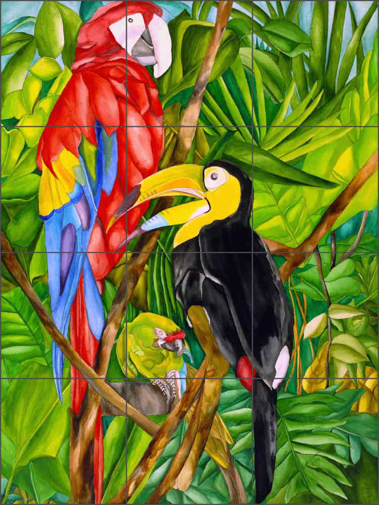 Birds in Paradise by Ruth Daniels Ceramic Tile Mural - RD001