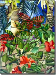 Daniels Tropical Floral Glass Tile Mural 18" x 24" - RD002