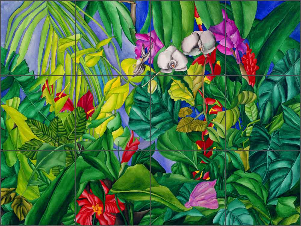 Tropical Garden by Ruth Daniels Ceramic Tile Mural - RD004