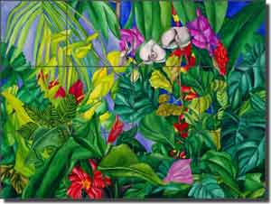 Daniels Tropical Floral Glass Tile Mural 24" x 18" - RD004