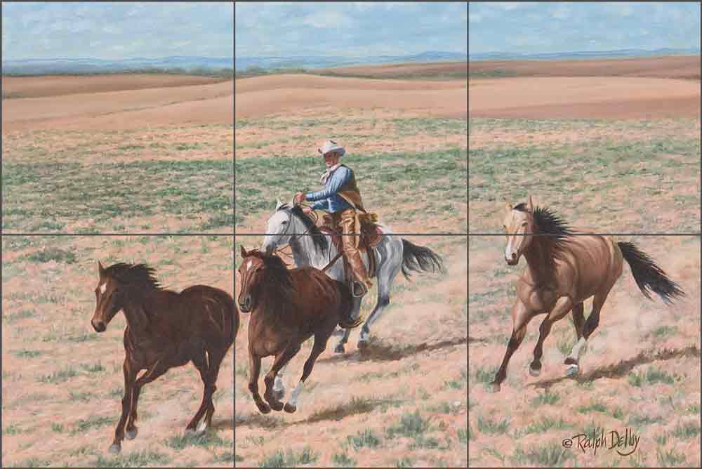 Desert Chase by Ralph Delby Ceramic Tile Mural RDA007