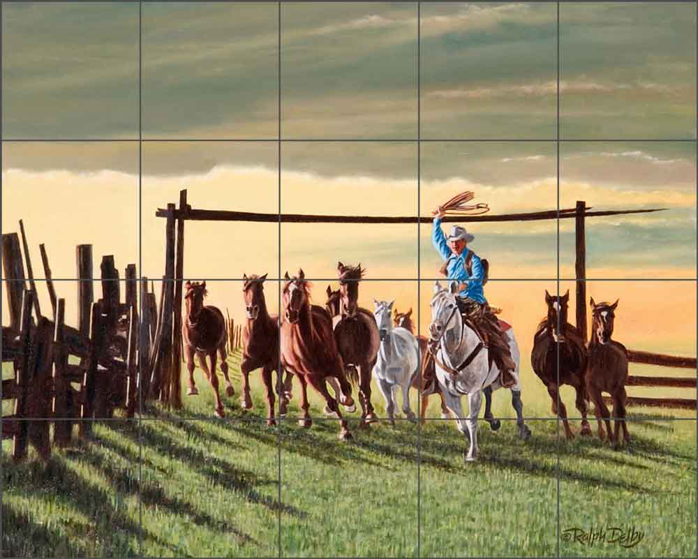 Stormy Sky Herd by Ralph Delby Ceramic Tile Mural - RDA008