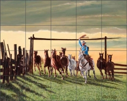 Stormy Sky Herd by Ralph Delby Ceramic Tile Mural - RDA008