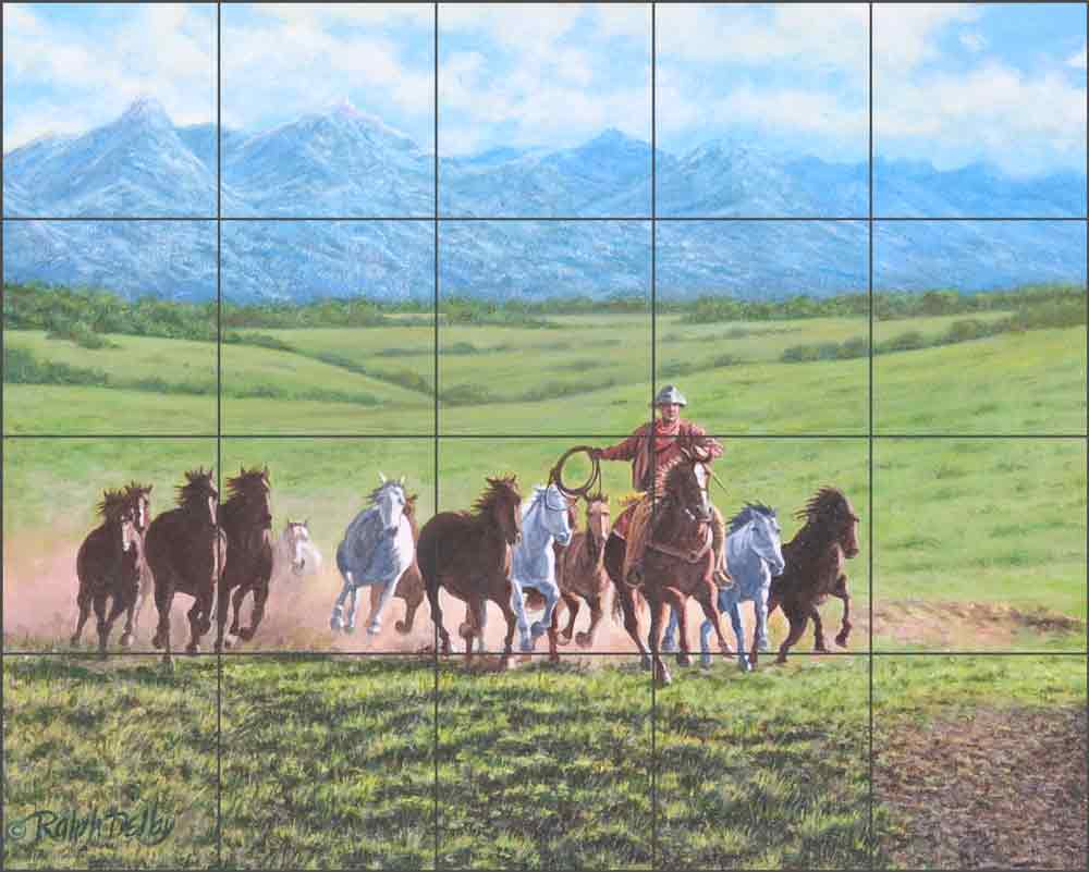 Green Valley Herd by Ralph Delby Ceramic Tile Mural RDA012