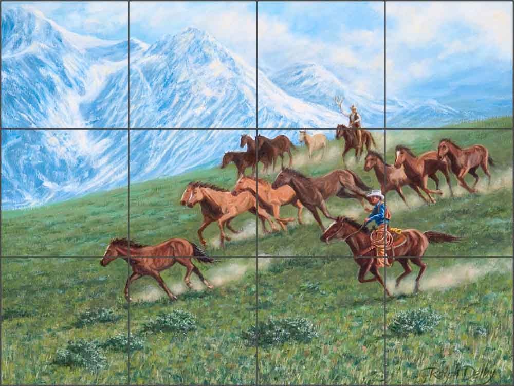 Mountain Herd by Ralph Delby Ceramic Tile Mural - RDA013