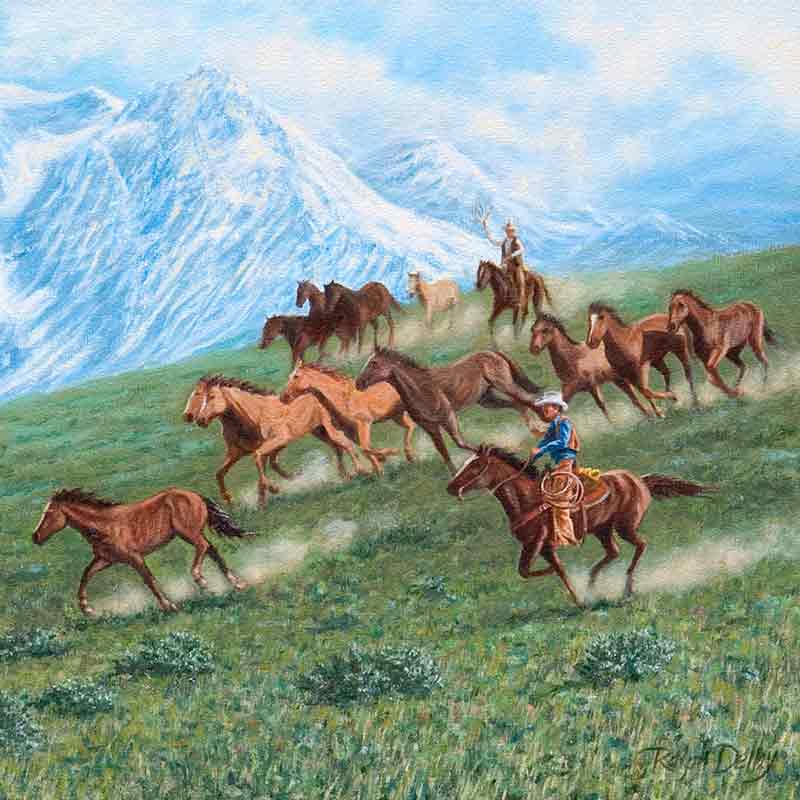 Mountain Herd by Ralph Delby Floor Accent Tile - RDA013ATFL