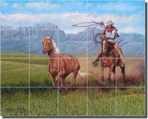 Back to the Herd by Ralph Delby Ceramic Tile Mural 30" x 24" - RDA014