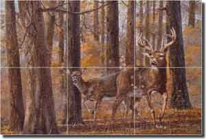 Binks Deer Animal Glass Tile Mural 18" x 12" - REB007
