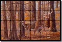 Binks Deer Animals Tumbled Marble Mural 24" x 16" - REB007