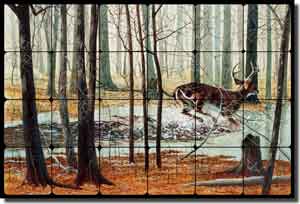 Binks Animals Deer Tumbled Marble Mural 24" x 16" - REB017