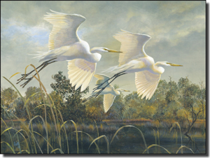 Binks Birds Egrets Ceramic Accent Tile 8" x 6" - REB023AT