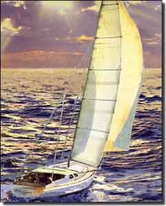 Franklin Nautical Sailboat Ceramic Accent Tile 8" x 10" - RFA010AT