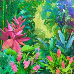 Tropical Fantasy by Raenette Franklin Ceramic Tile Mural RFA018