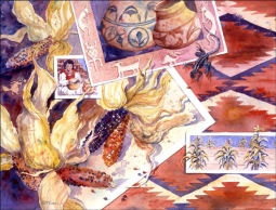American Indian Montage by Ann McEachron Ceramic Accent & Decor Tile - RW-AM001AT