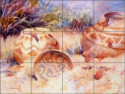 Indian Pottery and Shards by Ann McEachron Ceramic Tile Mural RW-AM006