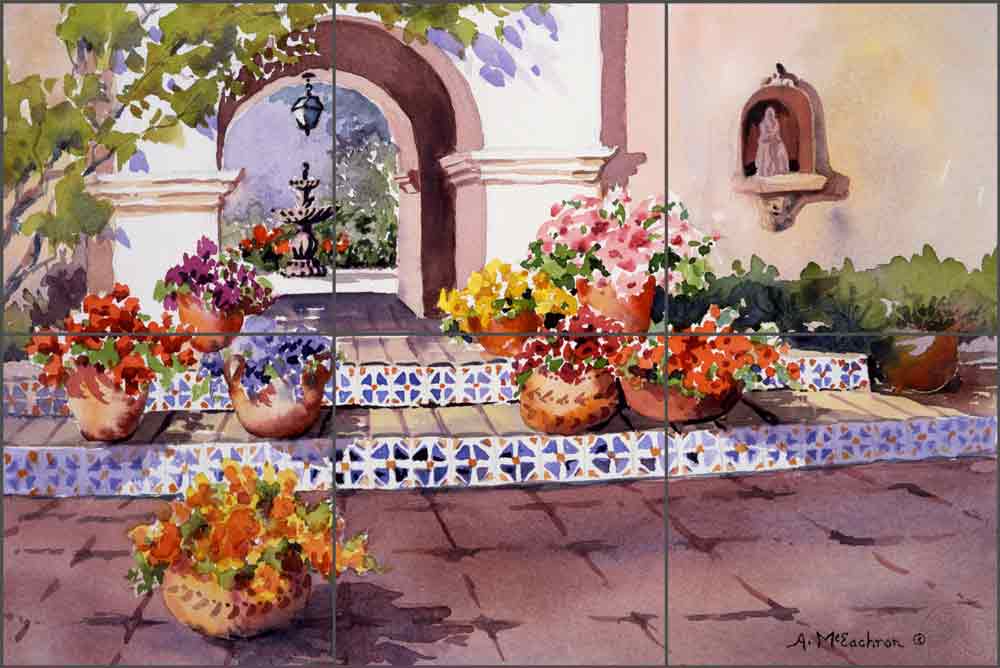 Mexican Portico by Ann McEachron Ceramic Tile Mural RW-AM008