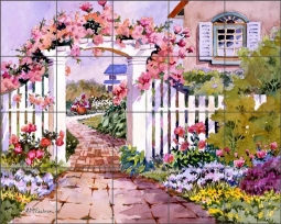 Rose Arbor by Ann McEachron Ceramic Tile Mural RW-AM010