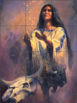 Buffalo Woman by Detha Watson Ceramic Tile Mural RW-DW002