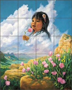Canyon Flower by Detha Watson Ceramic Tile Mural RW-DW003
