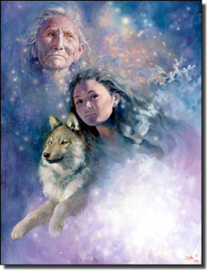 Watson Native American Wolf Ceramic Accent Tile 6" x 8" - RW-DW008AT