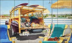 Surfer Girl by Evelyn Jenkins Drew Ceramic Tile Mural RW-EJD004