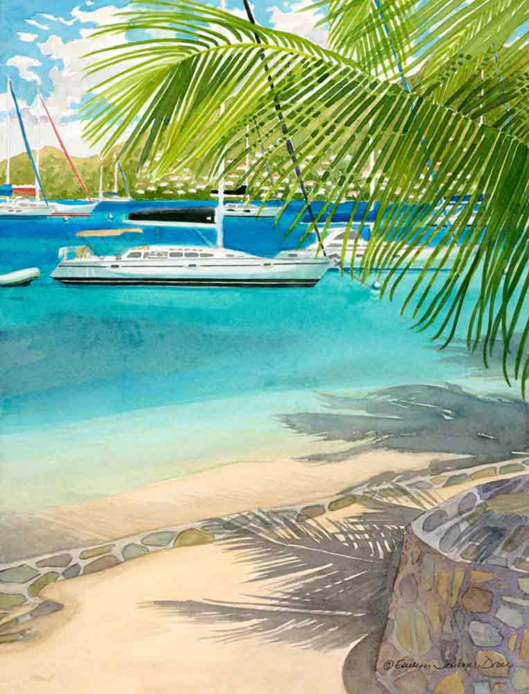 Aquarelle in Bequia by Evelyn Jenkins Drew Ceramic Accent & Decor Tile - RW-EJD008AT