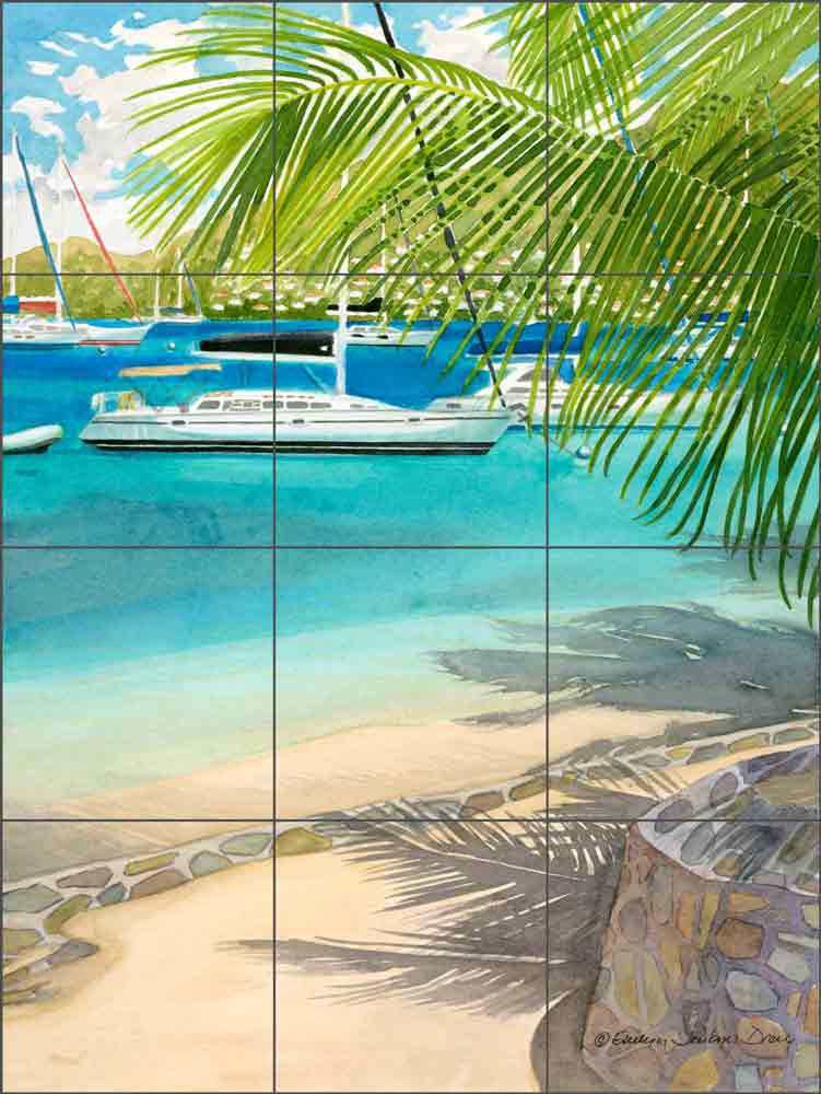 Aquarelle in Bequia by Evelyn Jenkins Drew Ceramic Tile Mural RW-EJD008