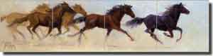 Rey Horses Equine Ceramic Tile Mural 32" x 8" - RW-JRA001