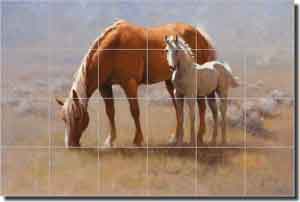 Rey Horses Equine Glass Tile Mural 36" x 24" - RW-JRA012