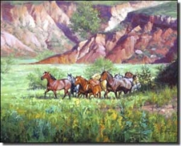 Sorenson Western Horses Ceramic Accent Tile 10" x 8" - RW-JS006AT
