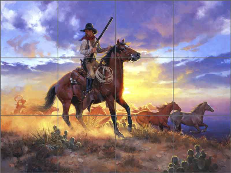The Horse Thief by Jack Sorenson Ceramic Tile Mural - RW-JS012