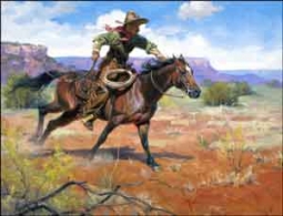 Sorenson Western Cowboy Ceramic Tile Mural 8" x 6" - RW-JS014AT