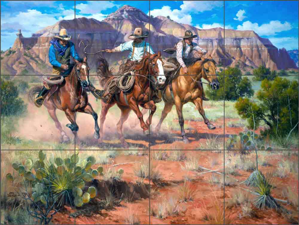 Hightailin' It by Jack Sorenson Ceramic Tile Mural RW-JS018