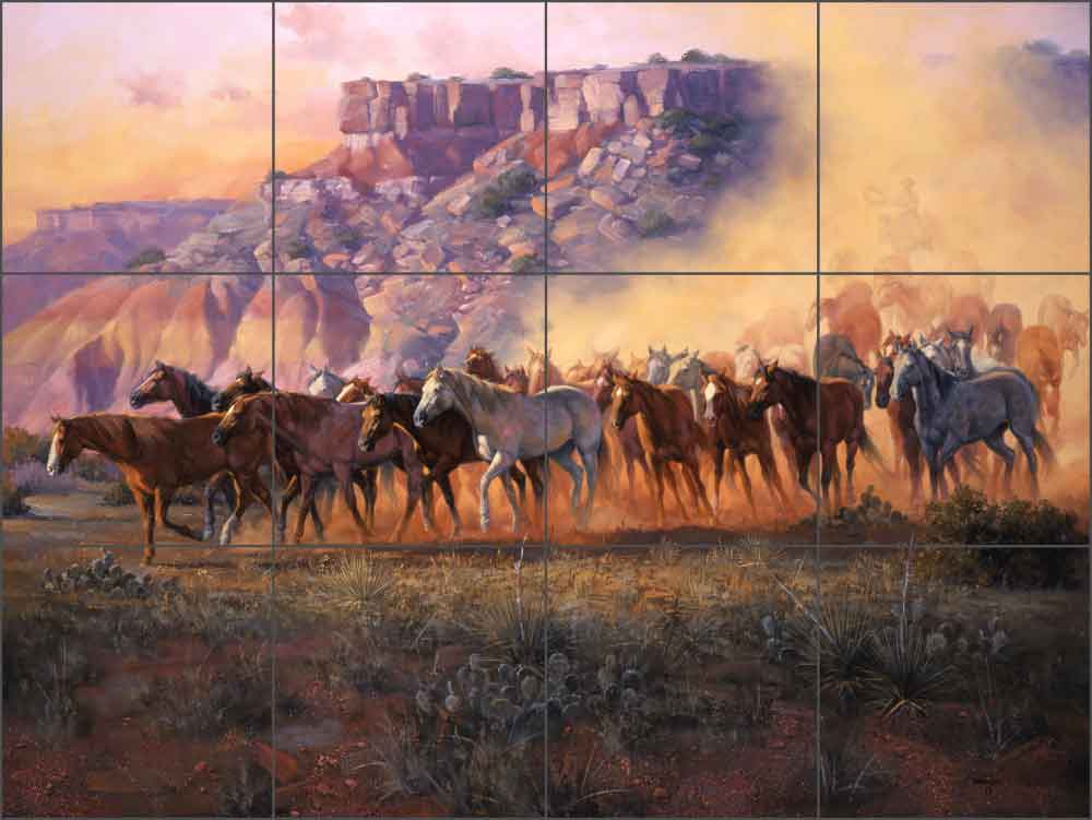 Dust of the Palo Duro by Jack Sorenson Ceramic Tile Mural - RW-JS036