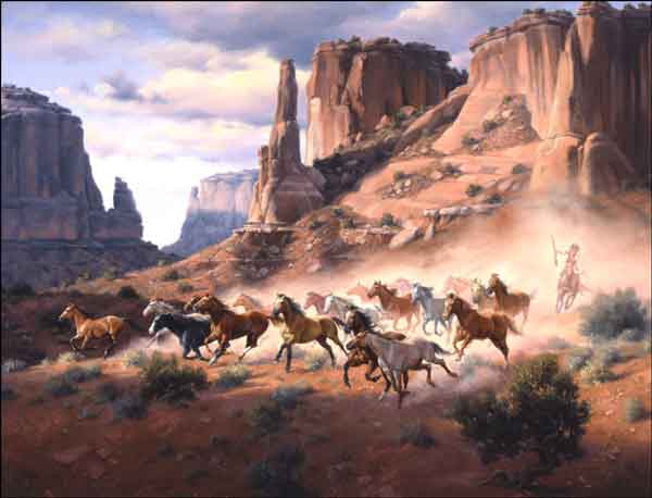 Sandstone and Stolen Horses by Jack Sorenson Ceramic Accent & Decor Tile - RW-JS037AT