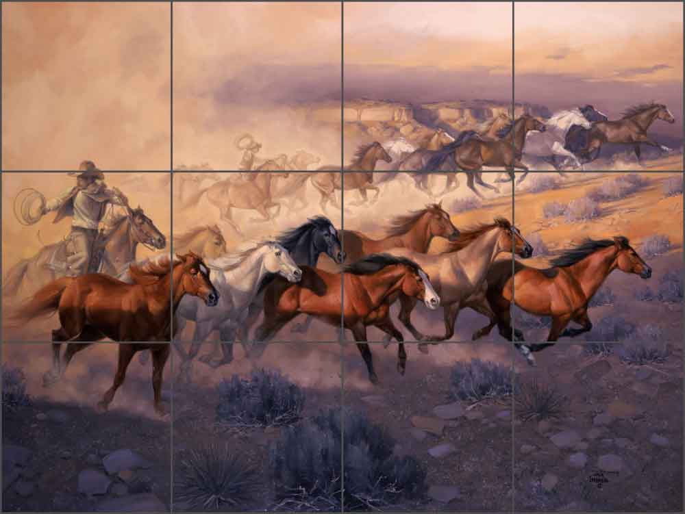 The Dust of Stolen Horses by Jack Sorenson Ceramic Tile Mural - RW-JS038